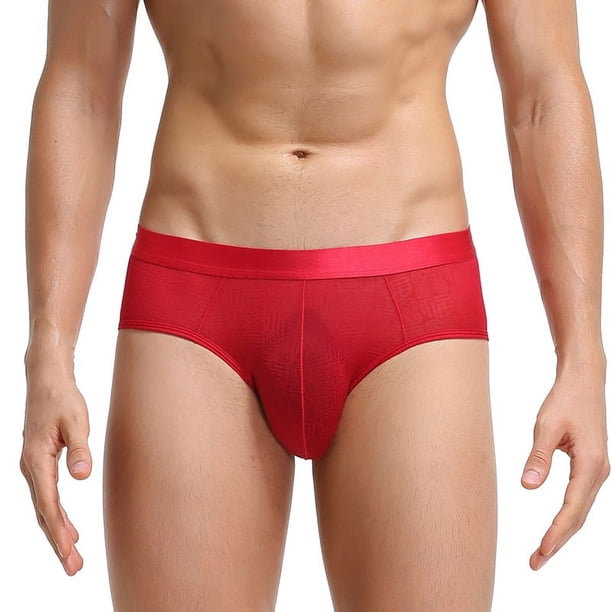 Ropa interior sexy de nailon fino con estampado de jacquard de la suerte para hombre, ropa interior transpirable para hombre