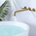 thumbnail image 5 of Wowow Wall Mount Tub Filler Faucets,High Flow Wall Mounted Bathtub Faucet with Two Handles and 12" Long Spout, Gold, 5 of 8