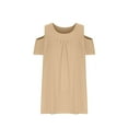 thumbnail image 5 of Loopsun Plus Size Womens Summer Tops, Women's Plus Size Top Short Sleeved Basic Casual Round Neck Off Shoulder T-shirt Loose Cotton Shirt Khaki XL, 5 of 5