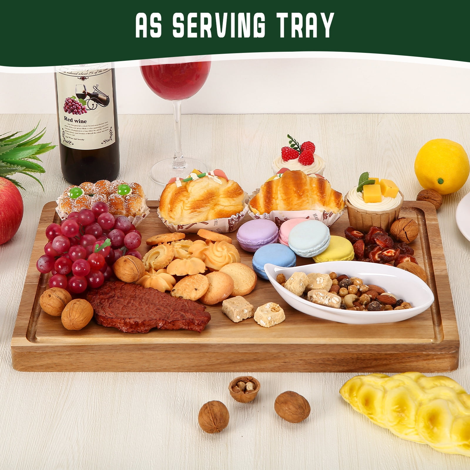 AOILE 18" x 12" Acacia Wood Cutting Boards, 1" Thick Cutting Board for kitchen, Homes & Garden