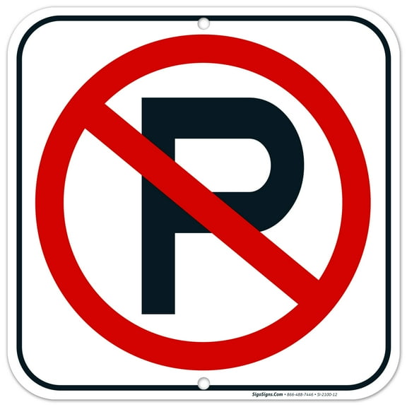 No Parking Symbol Sign, Violators Will Be Prosecuted,, 12x12 Aluminum