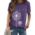 thumbnail image 4 of Camiseta Cuello Redondo Estampado Mujer Tops Poliéster Manga corta Tela de verano, Morado, L Noticed AP002414-23, 4 of 7