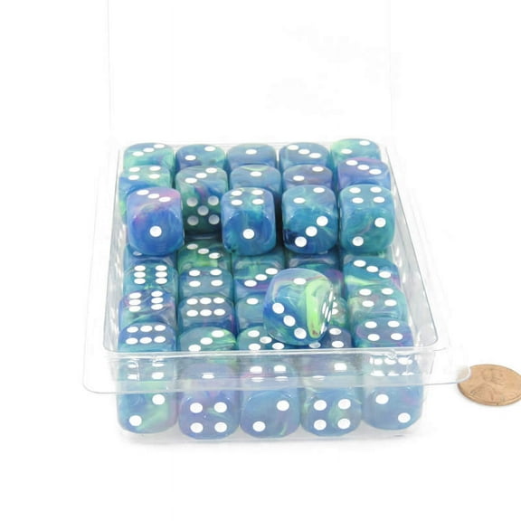 Waterlily Festive Dice with White Pips 16mm (5/8in) D6 Pack of 50 Wondertrail
