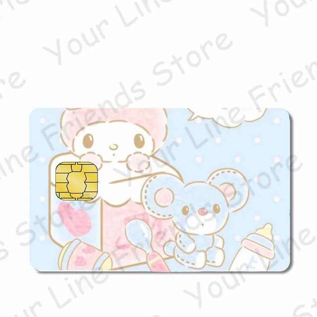 Pegatinas Kawaii Sanrioed My Melody Littletwinstars Diy para tarjetas, pegatinas impermeables de Anime para tarjetas de juego de crédito pequeñas, cubierta de película de piel