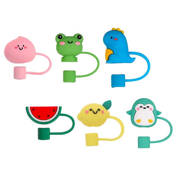 HEMOTON Cute Silicone Straw Covers for Daily Use Assorted Color Lightweight and Durable 6 Pieces