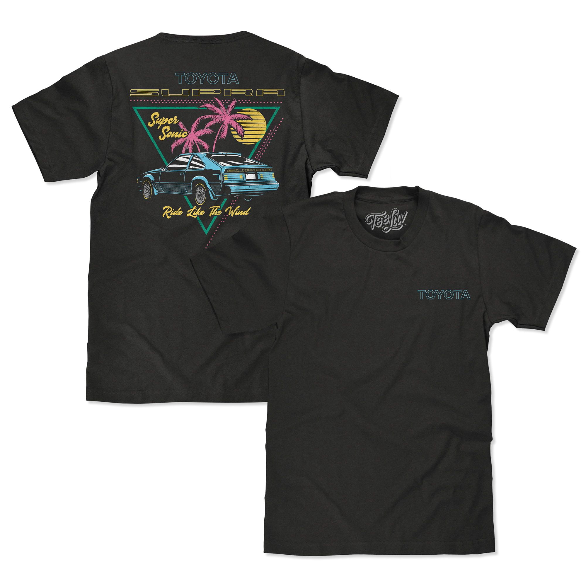 Tee Luv Toyota Supra Front and Back Faded 80s Graphic T-Shirt