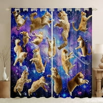 Castle Fairy Kids Teens Adults Kawaii Animal Cats Black Out Curtains,Universe Galaxy Curtains Pack of 2 (42x63 Each),Abstract Gradient Starry Sky Bedroom Curtains,Microfiber Bedroom Decor