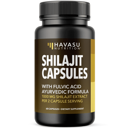 Shilajit Capsules for Men and Women - 1000mg Shilajit Extract (Standardized to 20% Fulvic Acid) - 60 Count - Shilajit Supplement Supports Heart, Immune & Healthy Aging - Vegan, Non-GMO - 30 Servings