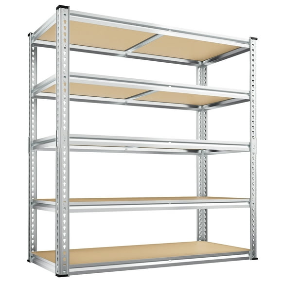 Exenoray 5 Tier Storage Shelving Unit, 19.7"D x 40"W x 72"H Adjustable Heavy Duty Garage Shelves, 2520lbs Capacity for Kitchen Pantry Basement, Galvanization Process White