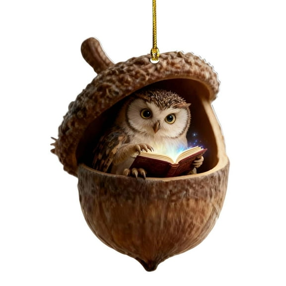 Christmas Decor Forest Animal Acorn Ornaments Cozy Forest Woodland Friends Acorn Dreams Ornaments Pine Cone Animal Christmas Decor, Squirrel Hanging Ornament for Christmas Tree (A)