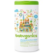 Angle View: Babyganics All Purpose Surface Wipes Fragrance Free -- 75 Wipes