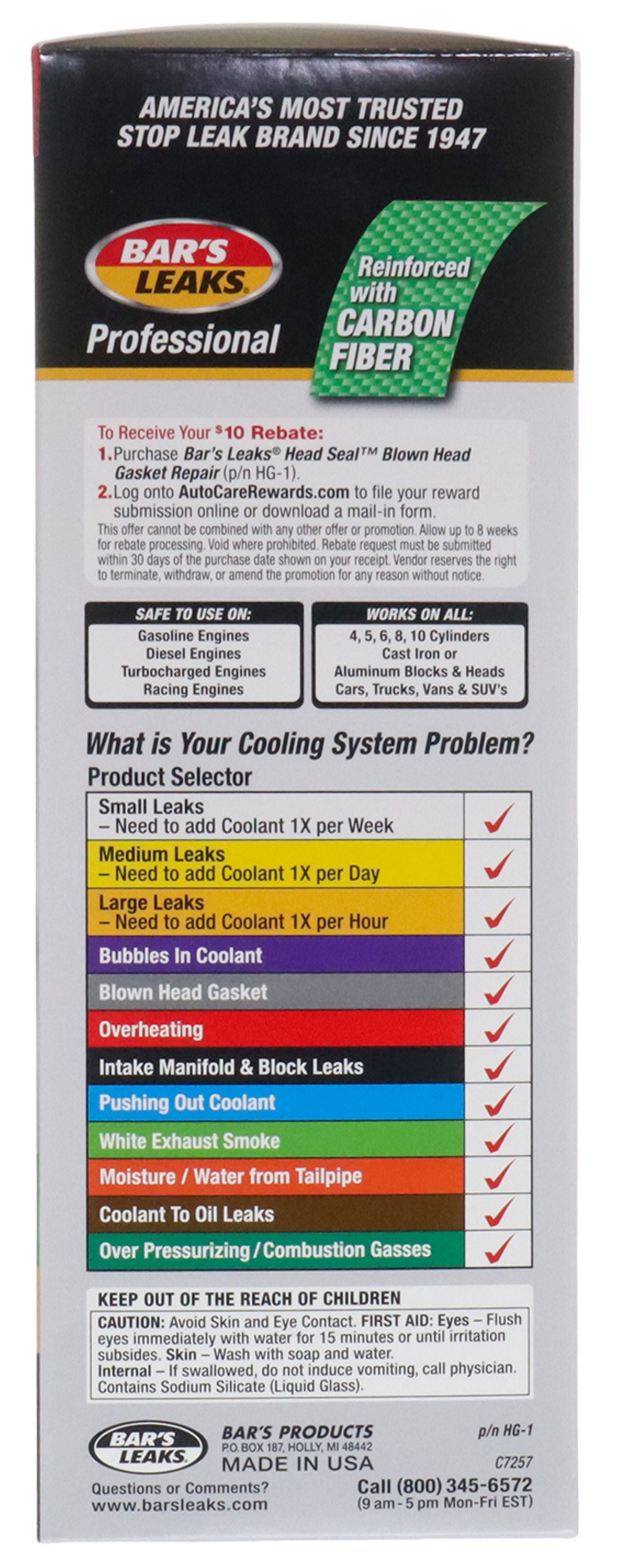 (6 pack) Bar's Leaks Head Seal Blown Head Gasket Repair, Automotive Additive, 33.8 oz