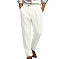 thumbnail image 2 of biudgviw Dress Pants for Men Straight Leg Casual Work Trousers Button Waist Pleated Suit Pants with Pockets for Business Office(White,X-Large), 2 of 6