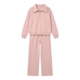 thumbnail image 4 of Enjoytime Girls Outfits Collared Quarter Zip Sweatshirt Pants 2 Piece Set Kids Casual Fashion Long Sleeve Sweatsuit, 4 of 7