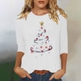 thumbnail image 2 of Busydd Christmas Shirts for Women Trendy Xmas Holiday Graphic Tshirts Shirts for Women Casual 3/4 Length Sleeve Round Neck Womens Christmas Tops M, 2 of 4
