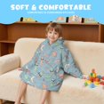 thumbnail image 5 of Alien and Rocket Pale Blue Pattern Lamb Fleece Blanket Hoodies for Teens ,Teens Oversize Sherpa Wearable Hooded Blanket Sweatshirt with Super Pockets, 5 of 6