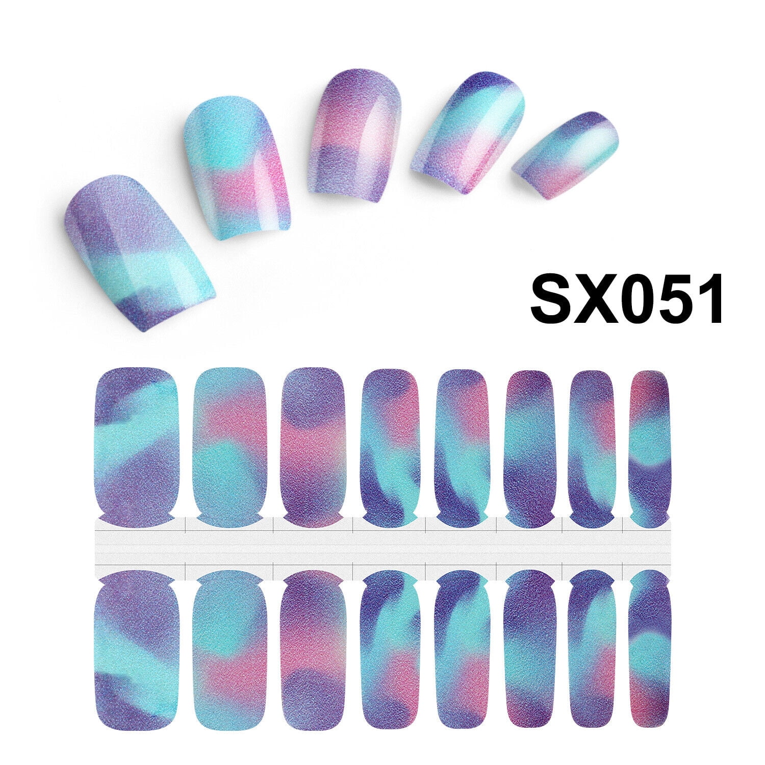 10 Pack Color Nail Strips Set Self Adhesive Full Wrap DIY Decal Nail