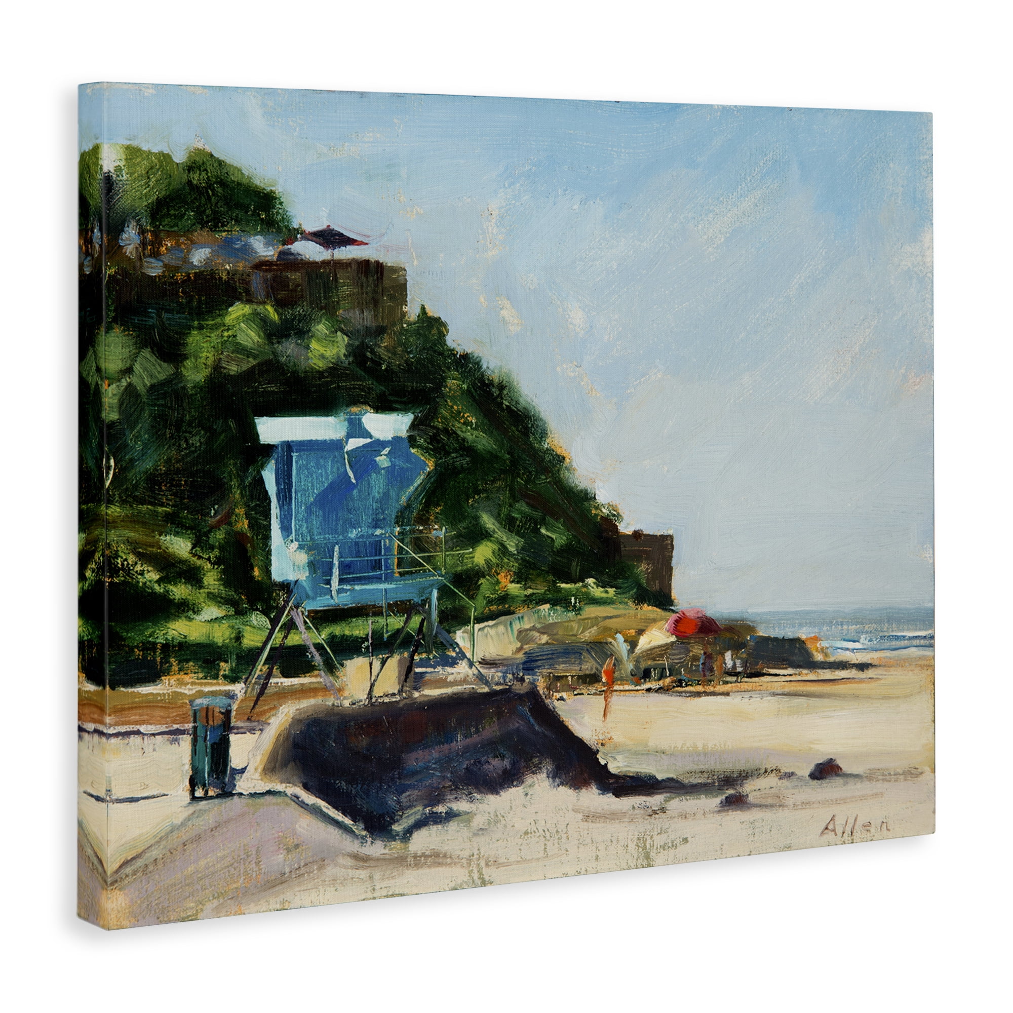 Stupell Industries Beach Guard Tower Landscape & Nature Painting Wrapped Canvas Art Print Wall Art, 20 x 16