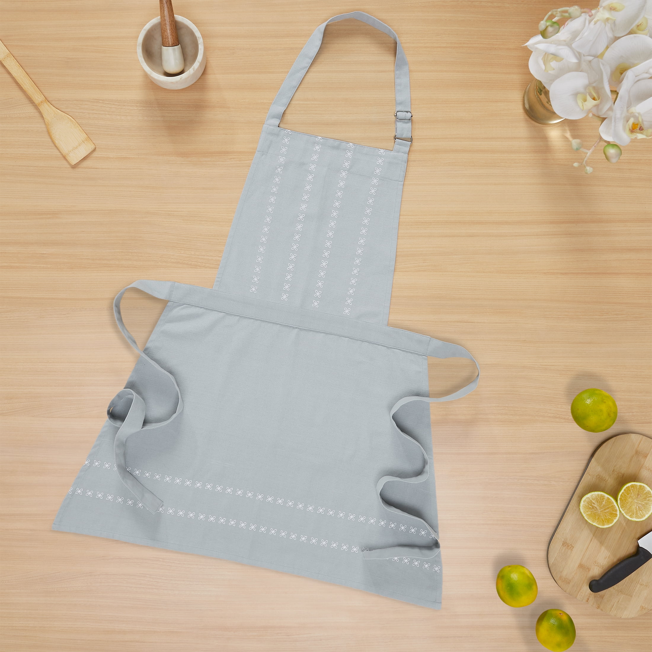 My Texas House Polyester/Cotton 30" x 54" Embroidered Loop Apron, Gray