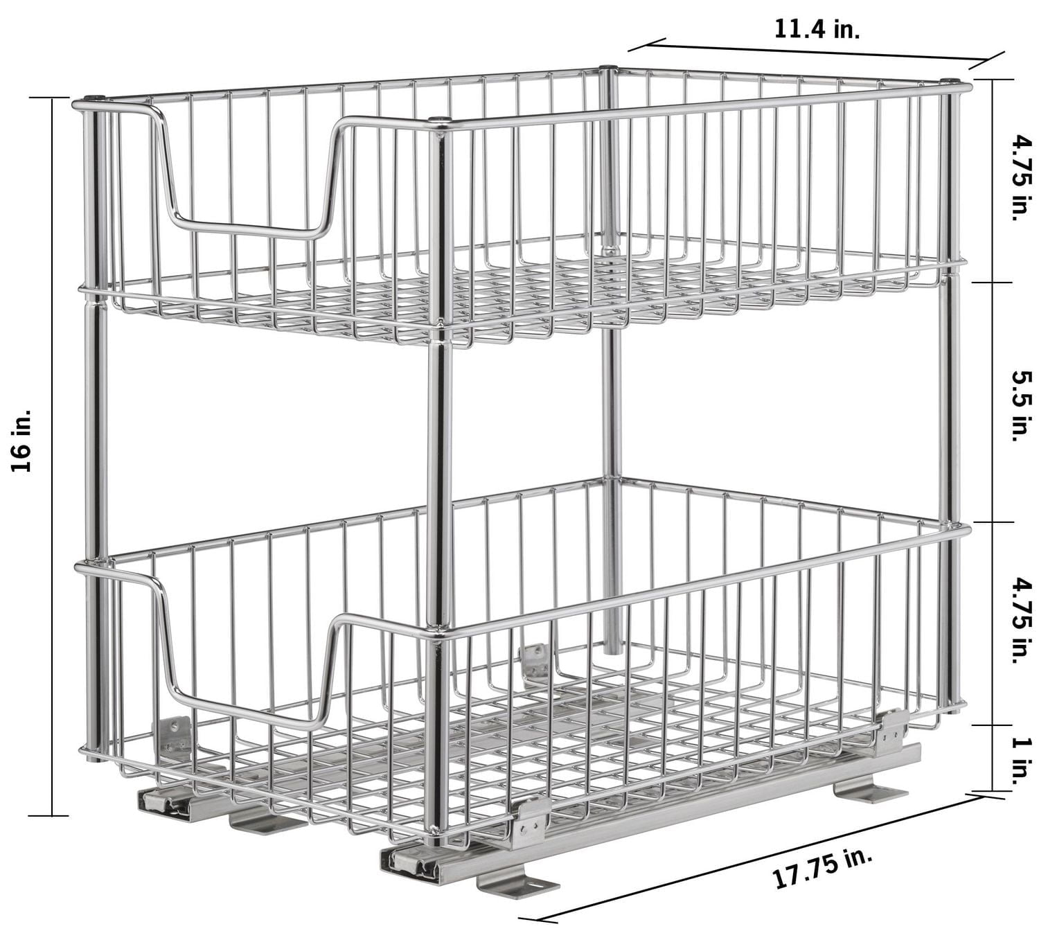TRINITY 2-Tier Wire Drawer w/Slides - Chrome