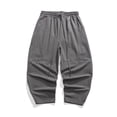 thumbnail image 4 of Men's Cropped Harem Pants Baggy Casual Trousers Loose Fit Drop Crotch Lightweight Breathable with Elastic Waist Drawstring for Yoga Lounge Streetwear Everyday, 4 of 9