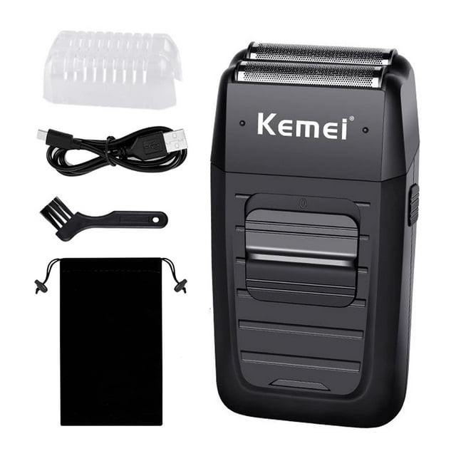 Kemei - Maquinilla de afeitar inalámbrica recíproca para hombre, maquinilla de afeitar eléctrica recargable, recortadora de patillas y barba de precisión, maquinilla de afeitar multifunción de doble h