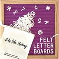 thumbnail image 1 of Purple Felt Letter Board 10X10 Inches. Changeable Letter Boards Include 300 White Plastic Letters & Oak Frame., 1 of 5