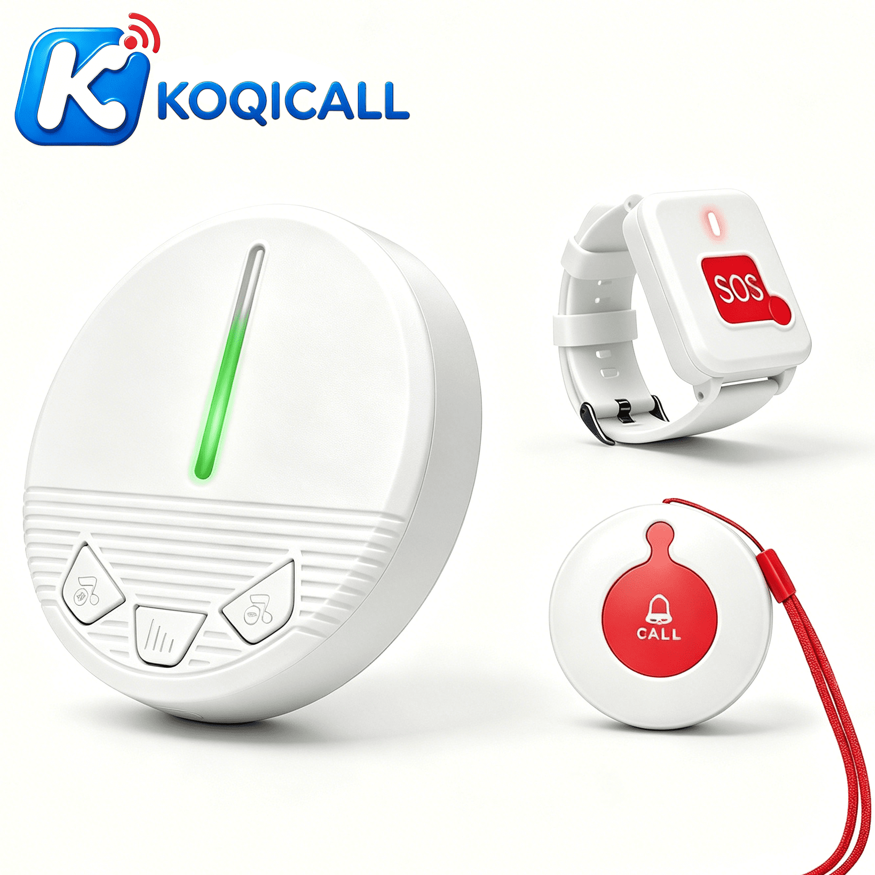 KOQICALL Wireless Caregiver Pager System with Waterproof SOS Button,Long Range 500ft,Nurse Call Device for Home Patient Monitoring