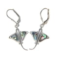 thumbnail image 1 of 925 Sterling silver Hawaiian stingray fish abalone shell paua leverback earrings, 1 of 3