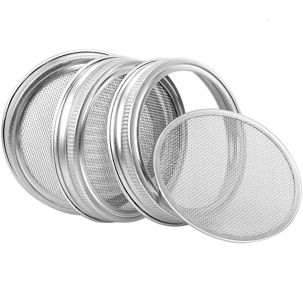 5/8PCS Stainless Steel Seed Sprouting Lid Mesh Screen Strainer Filter Mason Jars 