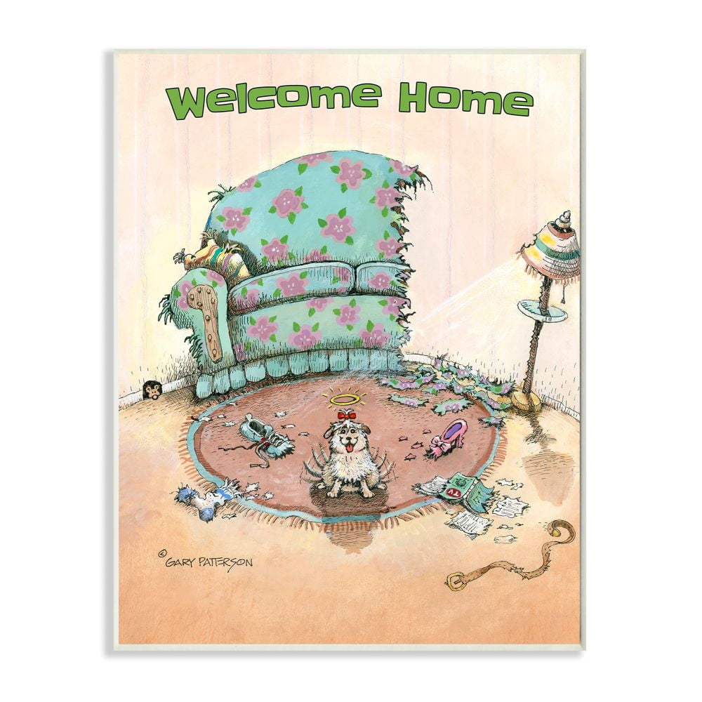 Welcome Home Funny Cartoon Pet Dog Design Wall Plaque Art by Gary ...