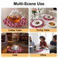 thumbnail image 2 of Red Geometric Round 13 Inch Placemats Set of 2, Abstract Stripes Modern Minimalist HeatResistant Non Slip Place Mats for Dining Table, Wipeable Braided Kitchen Table Mats for Housewarming, 2 of 9