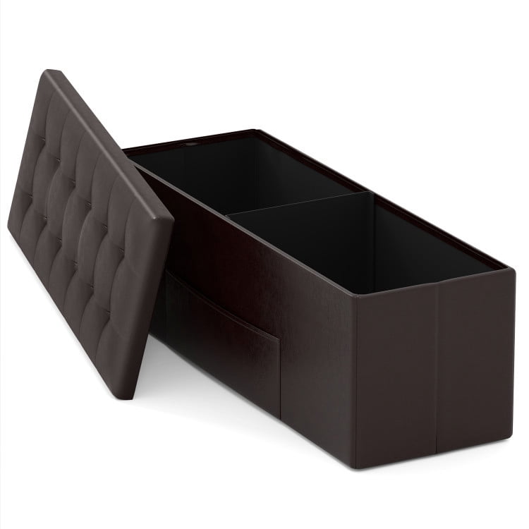 Kadyn Morden Bedroom Bench with Stroage, 43" Folding Storage Ottoman Bench, End of Bed Bench for Bedroom, Entryway, Brown