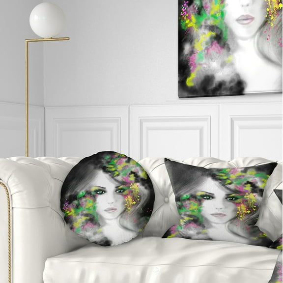 Designart Fantasy Portrait Woman - Abstract Portrait Throw Pillow - 12x20