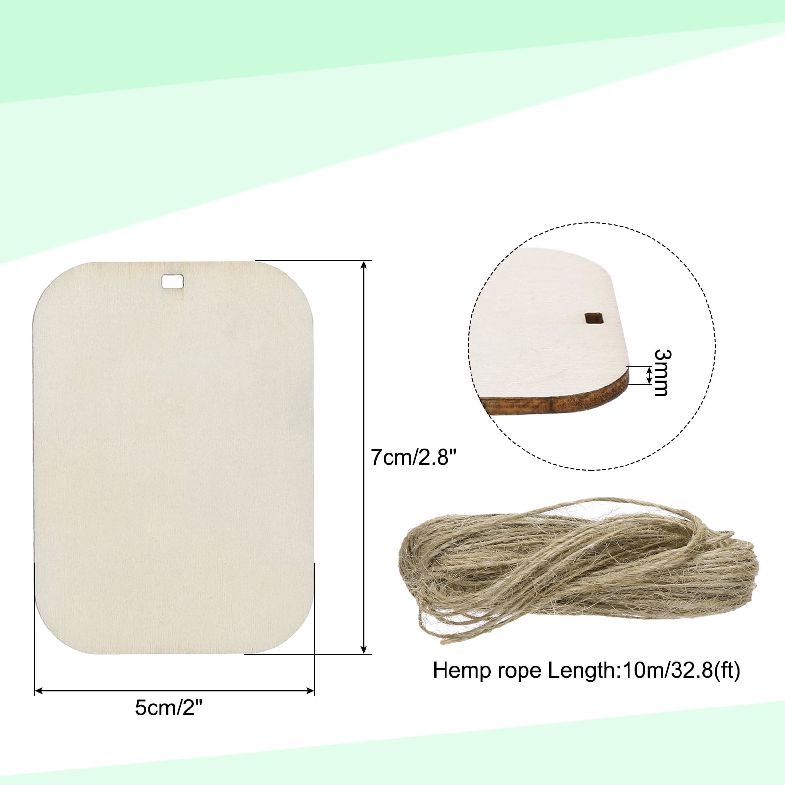 Unique Bargains Unfinished Wood Tags for Crafting Natural Wood Material 2" x 2.8"