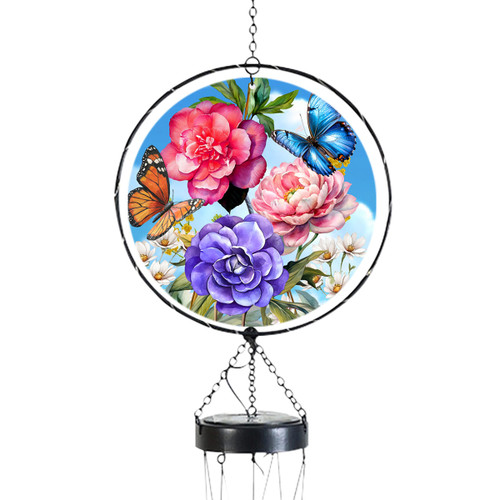 Briarwood Lane Butterflies and Peonies Illuminated Wind Chime