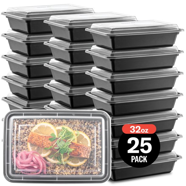 Promoze 25Pack Meal Prep Plastic Microwavable Food Storage Containers
