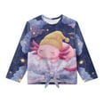 thumbnail image 4 of Xoenoiee Axolotl Cloud Star Print Kids Long Sleeve Tee Shirts Girls Casual Kids Crewneck Tops Tie Knot Front Tops Pullover Fall Clothes Active T-Shirts, 9-10 Year, 4 of 7