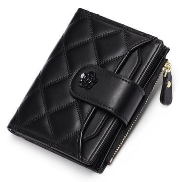GOIACII Small Wallets for Women Leather Bifold Wallet Women RFID Blocking Purse Credit Card Holder with 15 Card Slots and ID Window Coin Pocket