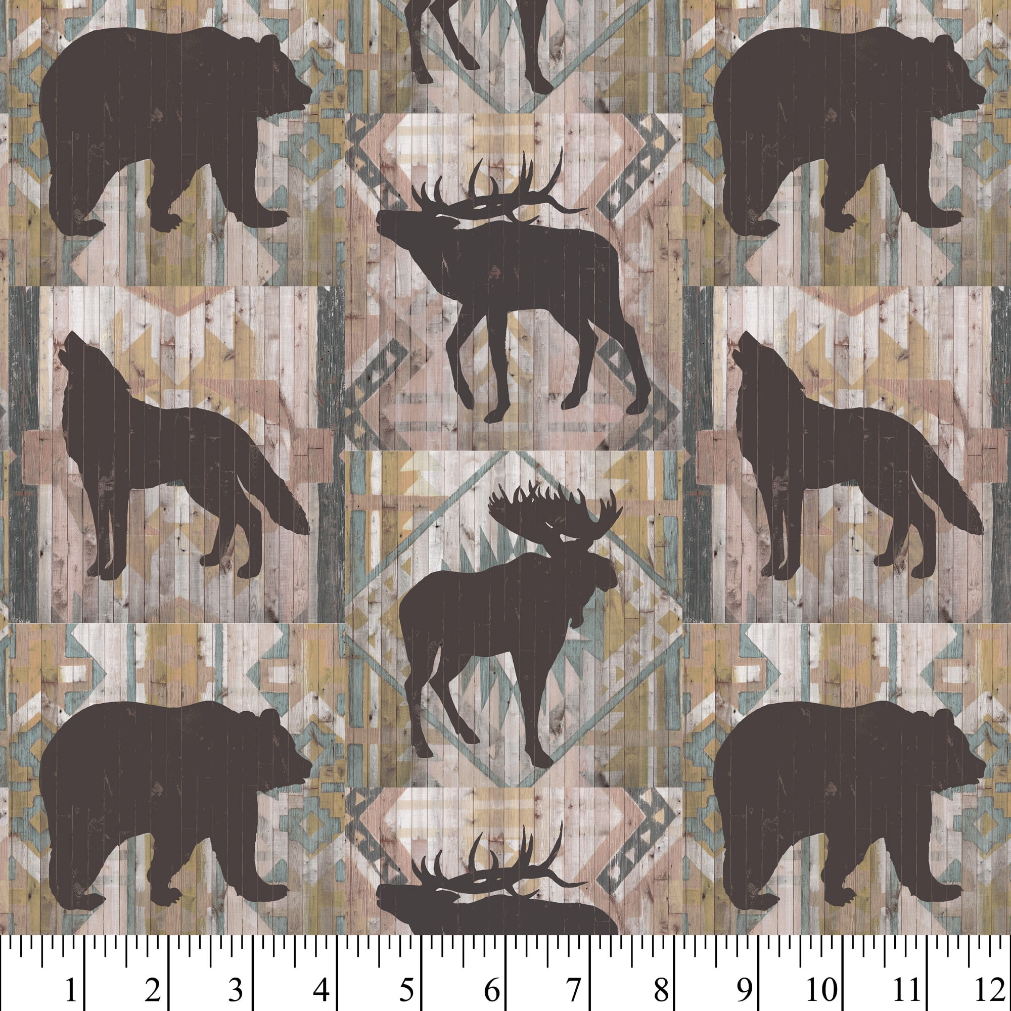 David Textiles Cotton Precut Moose Bear Fabric 1 yd x 44 inch