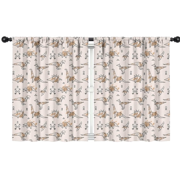 Blackout Kids Curtains,Beige Origami Dinosaurs Geometric Pattern Childrens Insulated Curtains Set Of 2,Bedroom Essentials,Toddler Room Decor 42"x54"