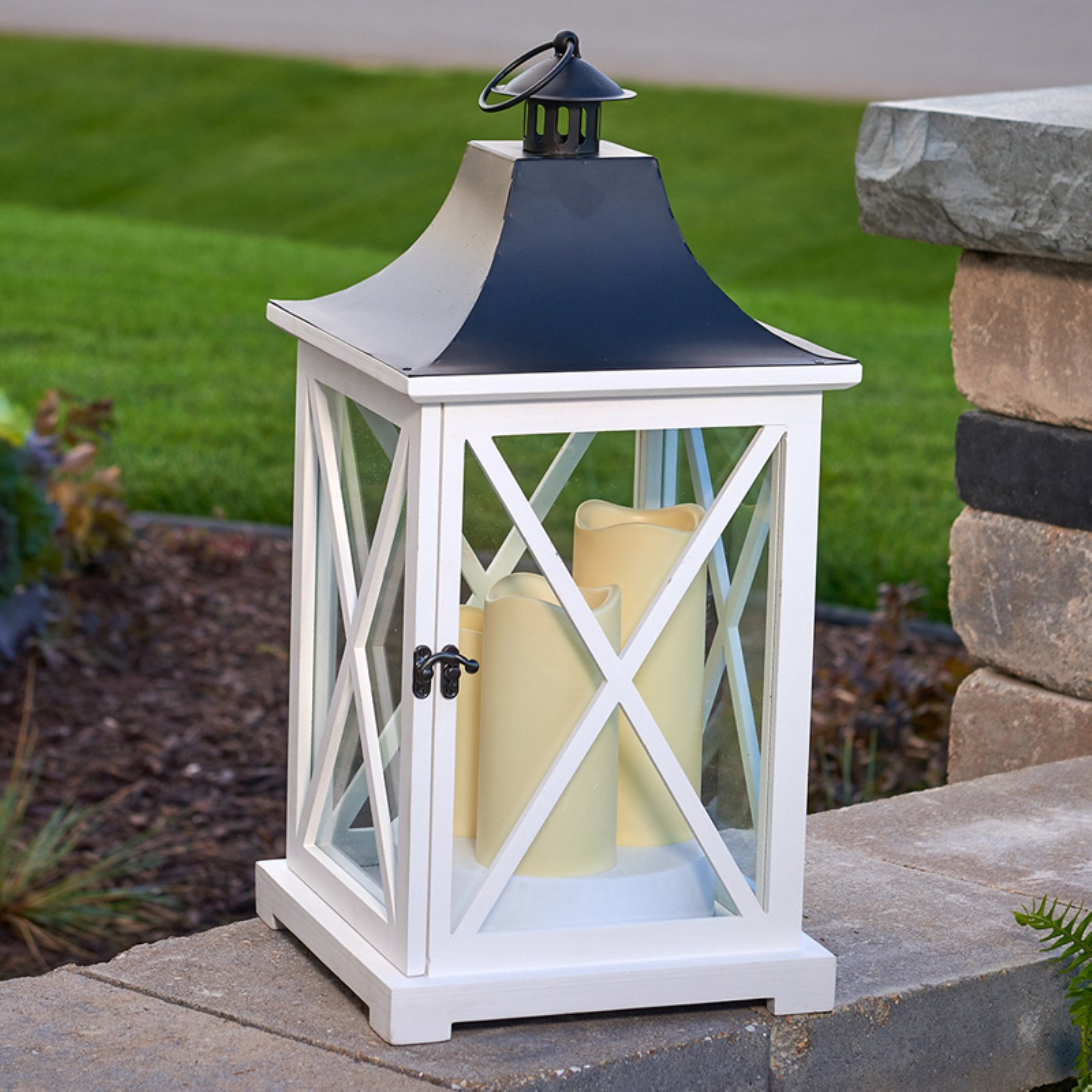 York 20" Triple LED Candle Lantern White