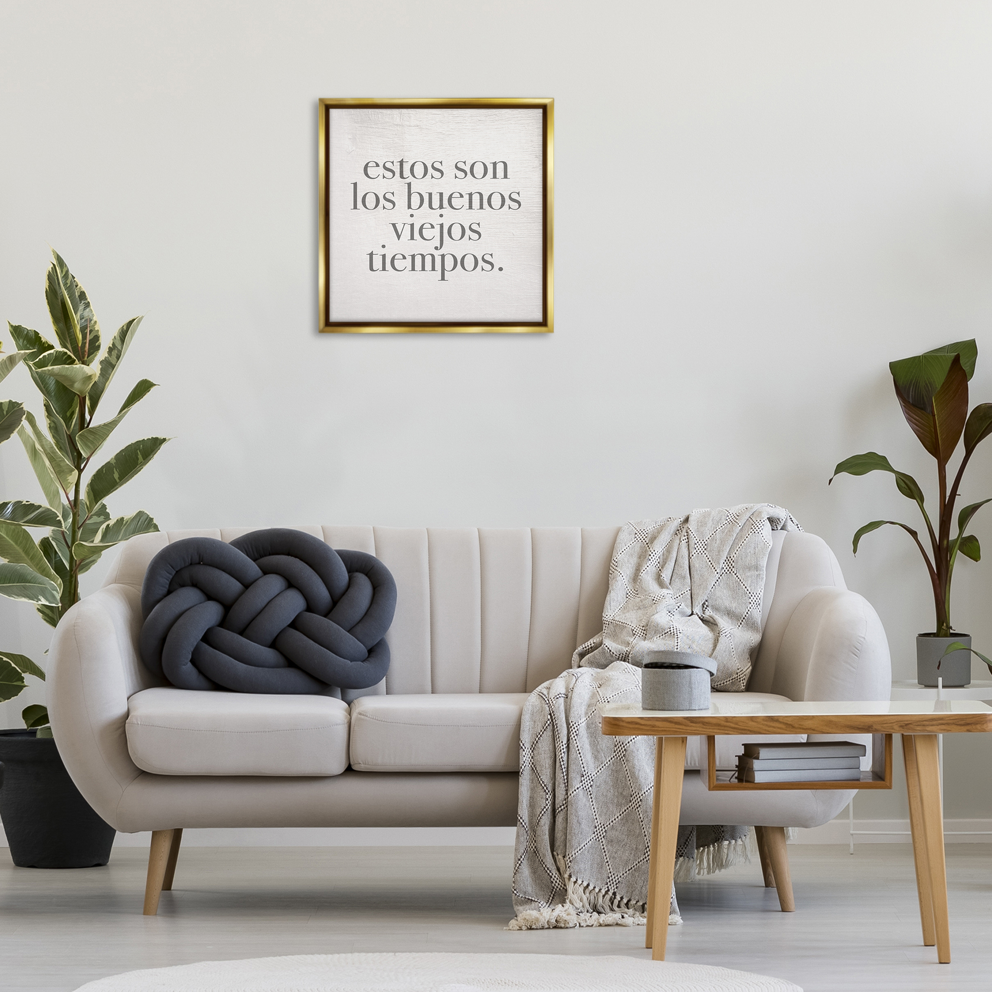 Stupell Industries Los Buenos Viejos Tiempos Inspirational Quotes & Sayings Painting Gold Floater Framed Art Print Wall Art, 25 x 25