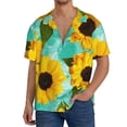 thumbnail image 3 of Gaeub Sunflowers With Green Leaves Men's Lapel Short Sleeve Shirt, Relaxed Fit Shirt, Soft and Breathable for Outdoors Party Travel - 4X-Large, 3 of 7
