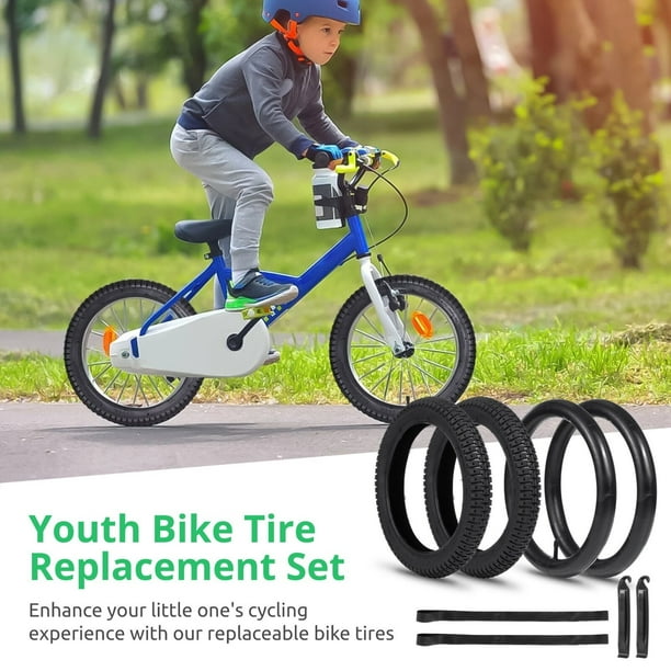 14 Kids Bike Tires Set 2 Pcs 14 2.2 Replacement Tires with 2 Pcs Inner Tubers Shock Absorption Bicycle Tires with AV 1.37 Valves Youth Mountain Bike Tire Replacement Fit Most Kids Bikes