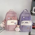 thumbnail image 4 of Mochila estilo preppy para mujer, grande, para estudiantes de secundaria y universitarios, bolsa de viaje con bolsillos, bonita mochila con colgante, mochila para mujer XA423C, 4 of 5