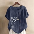 thumbnail image 2 of successthop Holiday Shirts Women Casual Plus Size Crewneck T Shirt Button Lightweight Short Sleeve Tops Floral Outfits, 2 of 5