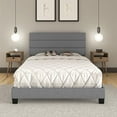 thumbnail image 5 of Skyline Decor Upholstered Linen Tri-Panel Channel Headboard Platform Bed Frame, Queen, Gray, 5 of 5