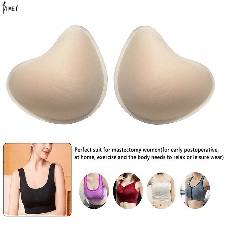 BIMEI Front-Closure Mastectomy Bra with Pocket - Breastform Pads Included -  Adjustable - Cotton Comfort and Leisure Soft Daily Bras for Women,Beige,2XL  