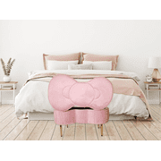Impressions Vanity Hello Kitty Bow Storage Ottoman Bench, Pink Velvet with Gold Metal Legs